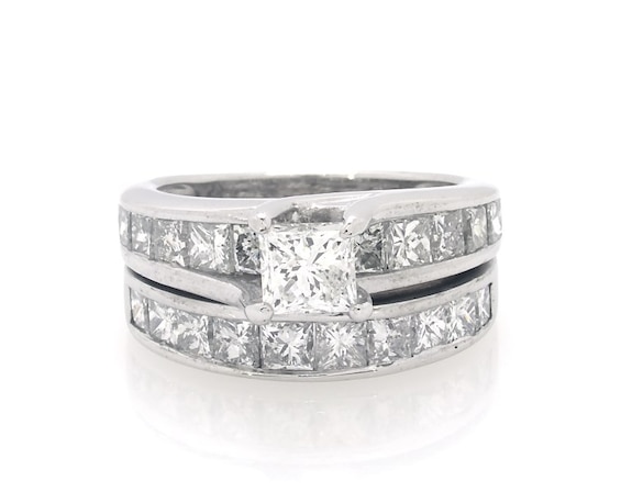 Previously Owned Princess-Cut Diamond Bridal Set 2-7/8 ct tw 14K White Gold Size 4.75