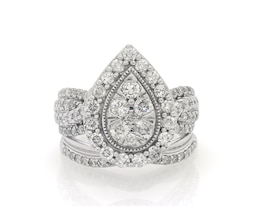 Previously Owned Multi-Diamond Pear Halo Bridal Set 2-1/5 ct tw 10K White Gold Size 8.5