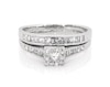 Thumbnail Image 1 of Previously Owned Princess-Cut Diamond Halo Bridal Set 7/8 ct tw 14K White Gold Size 9.5