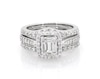 Thumbnail Image 1 of Previously Owned Baguette & Round-Cut Multi-Diamond Halo Bridal Set 7/8 ct tw 14K White Gold Size 4.5
