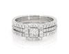 Thumbnail Image 1 of Previously Owned Princess-Cut Diamond Cushion Halo Bridal Set 1-3/8 ct tw 14K White Gold Size 8.75