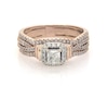 Thumbnail Image 1 of Previously Owned Princess-Cut Diamond Halo Bridal Set 7/8 ct tw 14K Two-Tone Gold Size 7.5