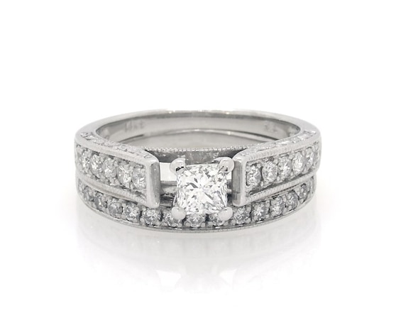 Previously Owned Princess-Cut Diamond Bridal Set 7/8 ct tw 14K White Gold Size 6.25