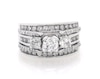Thumbnail Image 1 of Previously Owned Round-Cut Diamond Three-Stone Bridal Set 1-3/8 ct tw 14K White Gold Size 6
