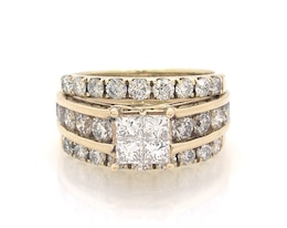 Previously Owned Princess-Cut Quad Diamond Bridal Set 2-3/4 ct tw 14K Yellow Gold Size 7