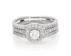 Thumbnail Image 1 of Previously Owned Round-Cut Diamond Halo Bridal Set 5/8 ct tw 10K White Gold Size 5.75