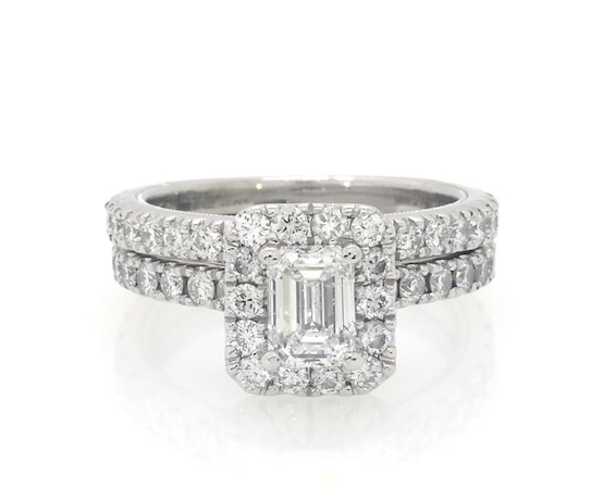 Previously Owned Neil Lane Premiere Certified Emerald-Cut Diamond Bridal Set 1-7/8 ct tw 14K White Gold 4.75