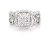 Thumbnail Image 1 of Previously Owned Baguette & Round-Cut Diamond Double Halo Bridal Set 1-1/3 ct tw 14K White Gold Size 8