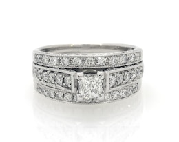 Previously Owned Princess-Cut Diamond Bridal Set 1-1/5 ct tw 14K White Gold Size 7.25