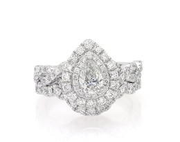 Previously Owned Neil Lane Pear-Shaped Diamond Double Halo Bridal Set 1-5/8 ct tw 14K White Gold Size 5.25