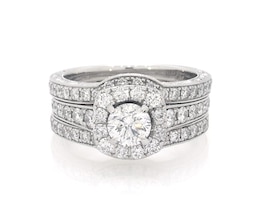 Previously Owned Neil Lane Round-Cut Diamond Halo Bridal Set 1-3/4 ct tw 14K White Gold Size 5.75