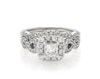 Thumbnail Image 1 of Previously Owned Princess-Cut Diamond Halo Bridal Set 1 ct tw 14K White Gold Size 6.75