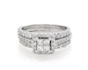 Thumbnail Image 1 of Previously Owned Princess-Cut Quad Diamond Halo Bridal Set 7/8 ct tw 14K White Gold Size 4.75