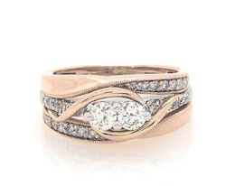 Previously Owned Round-Cut Diamond Two-Stone Bridal Set 5/8 ct tw 10K Two-Tone Gold Size 7