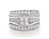 Thumbnail Image 1 of Previously Owned Princess-Cut Quad Diamond Bridal Set 2-1/8 ct tw 14K White Gold Size 8.75