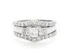Thumbnail Image 1 of Previously Owned Princess-Cut Diamond Three-Stone Bridal Set 1-7/8 ct tw 14K White Gold Size 8.5