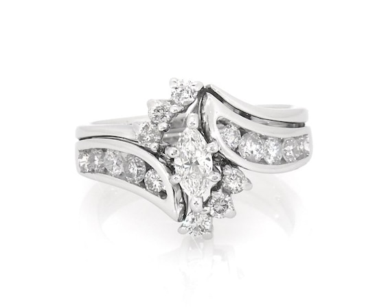 Previously Owned Marquise & Round-Cut Diamond Bridal Set ct tw 14K White Gold Size
