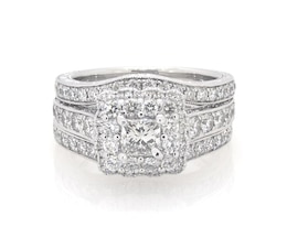 Previously Owned Neil Lane Princess-Cut Diamond Double Halo Bridal Set 2 ct tw 14K White Gold Size 6.5