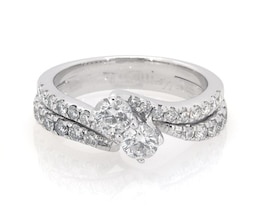 Previously Owned Ever Us Round-Cut Diamond Two-Stone Bridal Set 1-1/2 ct tw 14K White Gold Size 8.25