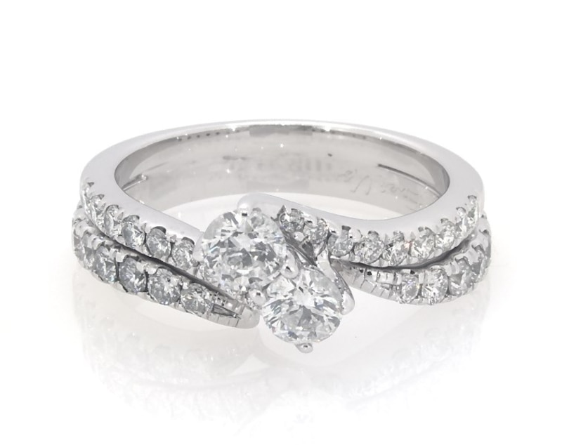 Main Image 1 of Previously Owned Ever Us Round-Cut Diamond Two-Stone Bridal Set 1-1/2 ct tw 14K White Gold Size 8.25