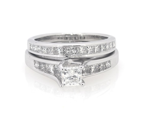 Previously Owned Princess-Cut Diamond Bridal Set 1-1/4 ct tw 14K White Gold Size 4.5