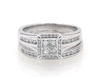 Thumbnail Image 1 of Previously Owned Princess-Cut Quad Diamond Bridal Set 7/8 ct tw 14K White Gold Size 8.5