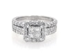 Thumbnail Image 1 of Previously Owned Princess-Cut Quad Diamond Halo Bridal Set 1-1/2 ct tw 14K White Gold Size 6