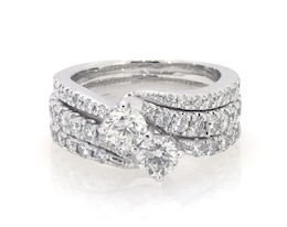 Previously Owned Ever Us Round-Cut Diamond Two-Stone Bridal Set 2-1/5 ct tw 14K White Gold Size 6.5