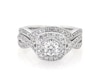 Thumbnail Image 1 of Previously Owned Neil Lane Round-Cut Diamond Double Halo Bridal Set 7/8 ct tw 14K White Gold Size 5.25