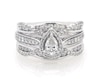 Thumbnail Image 1 of Previously Owned Pear-Shaped Diamond Halo Bridal Set 1-5/8 ct tw 14K White Gold Size 8.75