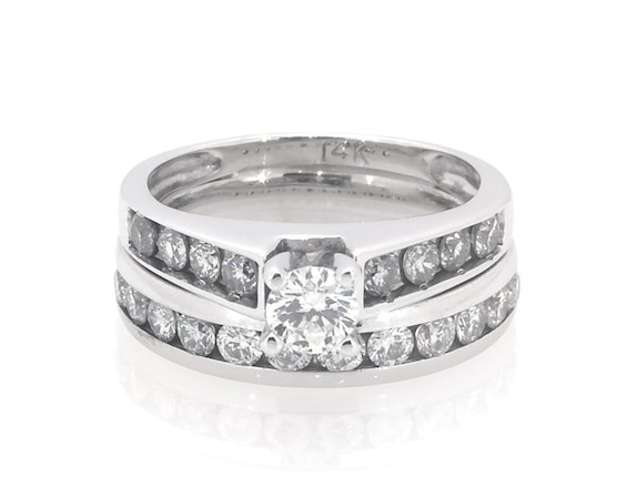 Previously Owned Round-Cut Diamond Bridal Set 1 ct tw 14K White Gold Size 4.25