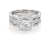 Thumbnail Image 1 of Previously Owned Round-Cut Diamond Halo Bridal Set 1-7/8 ct tw 14K White Gold Size 6.75