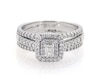 Thumbnail Image 1 of Previously Owned Emerald-Cut Diamond Double Halo Bridal Set 5/8 ct tw 14K White Gold Size 7.25