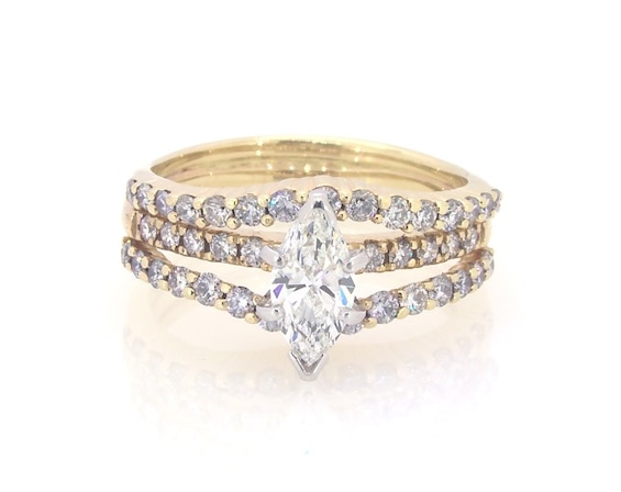 Previously Owned Marquise-Cut Diamond Bridal Set 1 ct tw 14K Yellow Gold Size 5.75