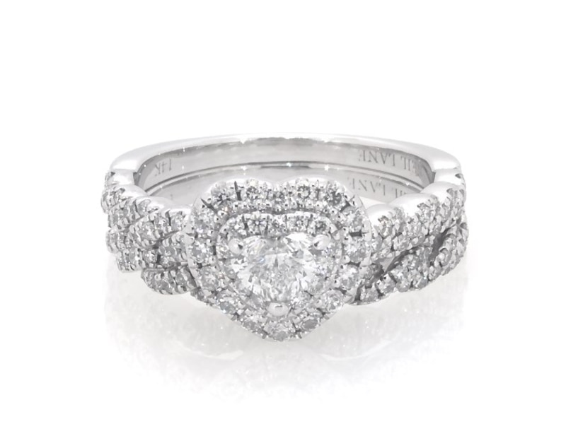 Main Image 1 of Previously Owned Neil Lane Heart-Shaped Diamond Bridal Set 7/8 ct tw 14K White Gold Size 5