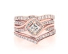 Thumbnail Image 1 of Previously Owned THE LEO Diamond Princess-Cut Halo Bridal Set 1-1/3 ct tw 14K Rose Gold Size 6.25