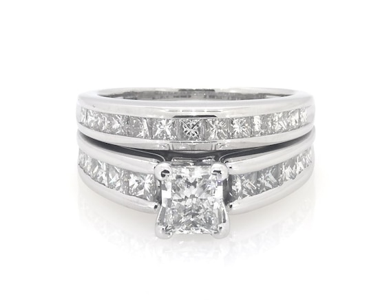 Previously Owned Princess-Cut Diamond Bridal Set 2-1/2 ct tw 14K White Gold Size 6