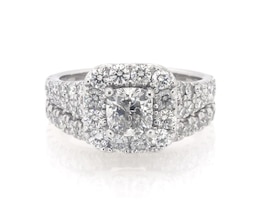 Previously Owned Neil Lane Cushion-Cut Diamond Halo Bridal Set 2-1/2 ct tw 14K White Gold Size 5.75