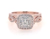 Thumbnail Image 1 of Previously Owned Princess-Cut Diamond Double Halo Bridal Set 3/4 ct tw 14K Two-Tone Gold Size 5.5