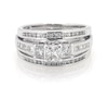 Thumbnail Image 1 of Previously Owned Princess-Cut Diamond Three-Stone Bridal Set 1-1/5 ct tw 14K White Gold Size 7.25