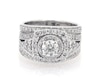 Thumbnail Image 1 of Previously Owned Round-Cut Diamond Double Halo Bridal Set 1-1/2 ct tw 14K White Gold Size 5