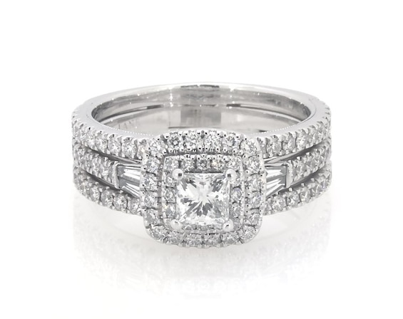 Previously Owned Neil Lane Princess-Cut Diamond Double Halo Bridal Set 1-3/4 ct tw 14K White Gold Size 8.5