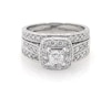 Thumbnail Image 1 of Previously Owned Princess-Cut Diamond Halo Bridal Set 1-3/8 ct tw 14K White Gold Size 7.25