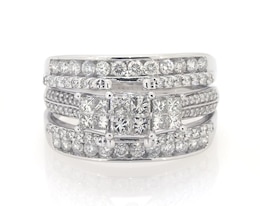 Previously Owned Princess-Cut Quad Diamond Trio Bridal Set 1-7/8 ct tw 14K White Gold Size 11