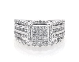 Previously Owned Princess-Cut Multi-Diamond Bridal Set 1-1/4 ct tw 10K White Gold Size 6.25