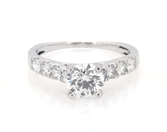 Previously Owned Round-Cut Diamond Engagement Ring 2 ct tw 18K White Gold & Platinum Size 8.5