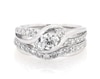 Thumbnail Image 1 of Previously Owned Round-Cut Diamond Three-Stone Swirl Bridal Set 1-1/2 ct tw 14K White Gold Size 9