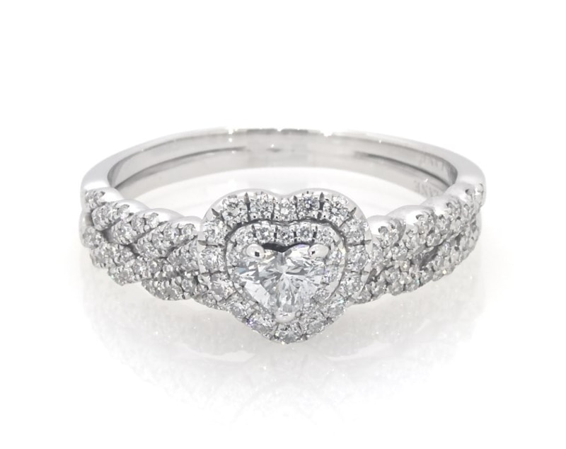 Main Image 1 of Previously Owned Neil Lane Heart-Shaped Diamond Bridal Set 1 ct tw 14K White Gold Size 10.75
