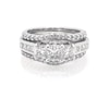 Thumbnail Image 1 of Previously Owned Princess-Cut Diamond Three-Stone Bridal Set 1-1/5 ct tw 14K White Gold Size 3.5