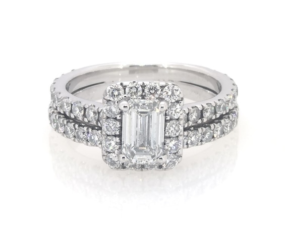 Previously Owned Neil Lane Premiere Certified Emerald-Cut Diamond Bridal Set 1-7/8 ct tw 14K White Gold Size